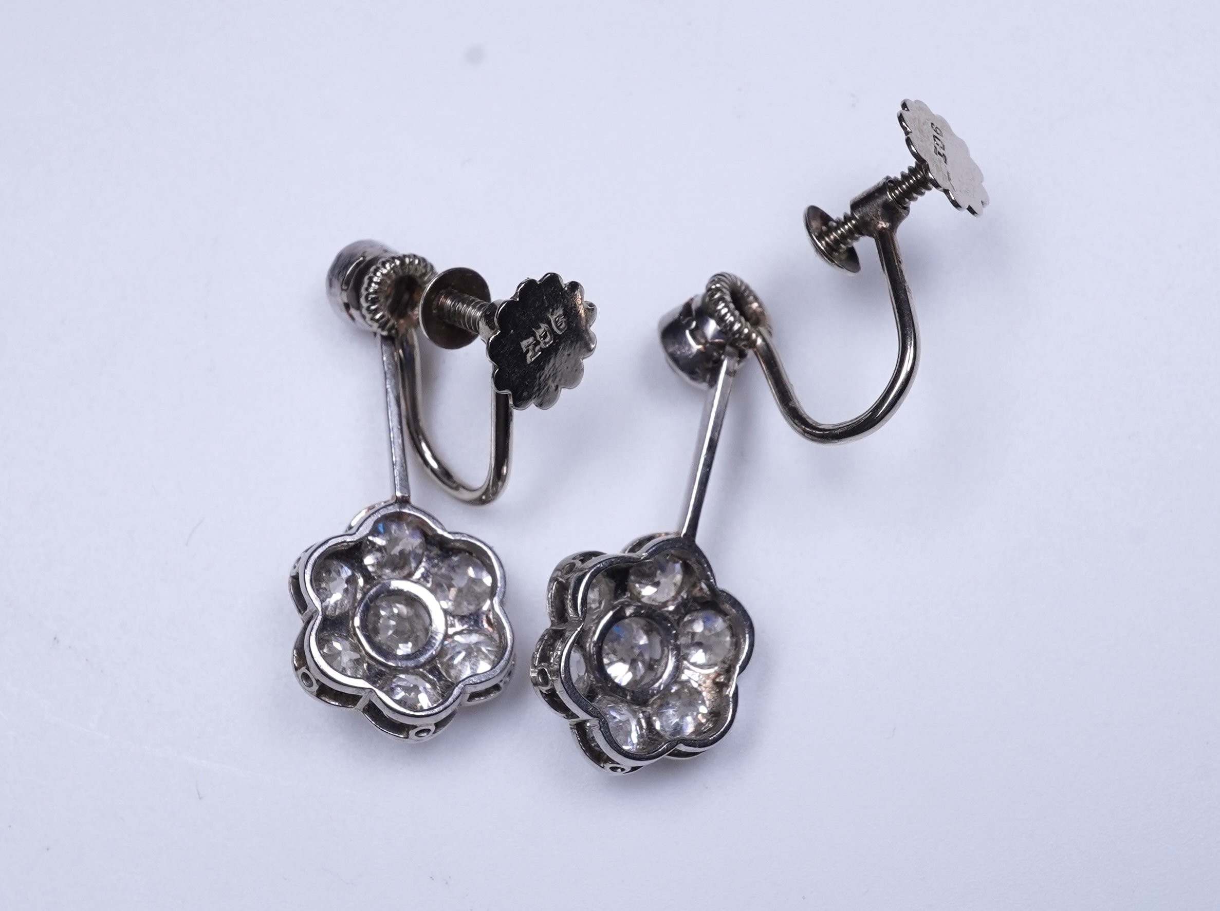 A pair of diamond earrings, early 20th century